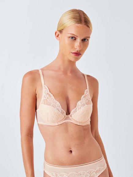John Lewis Wren Lace Underwired Plunge Bra, Soft Pink, Soft Pink