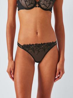 John Lewis Alexis Guipere Embroidered Thong, Black