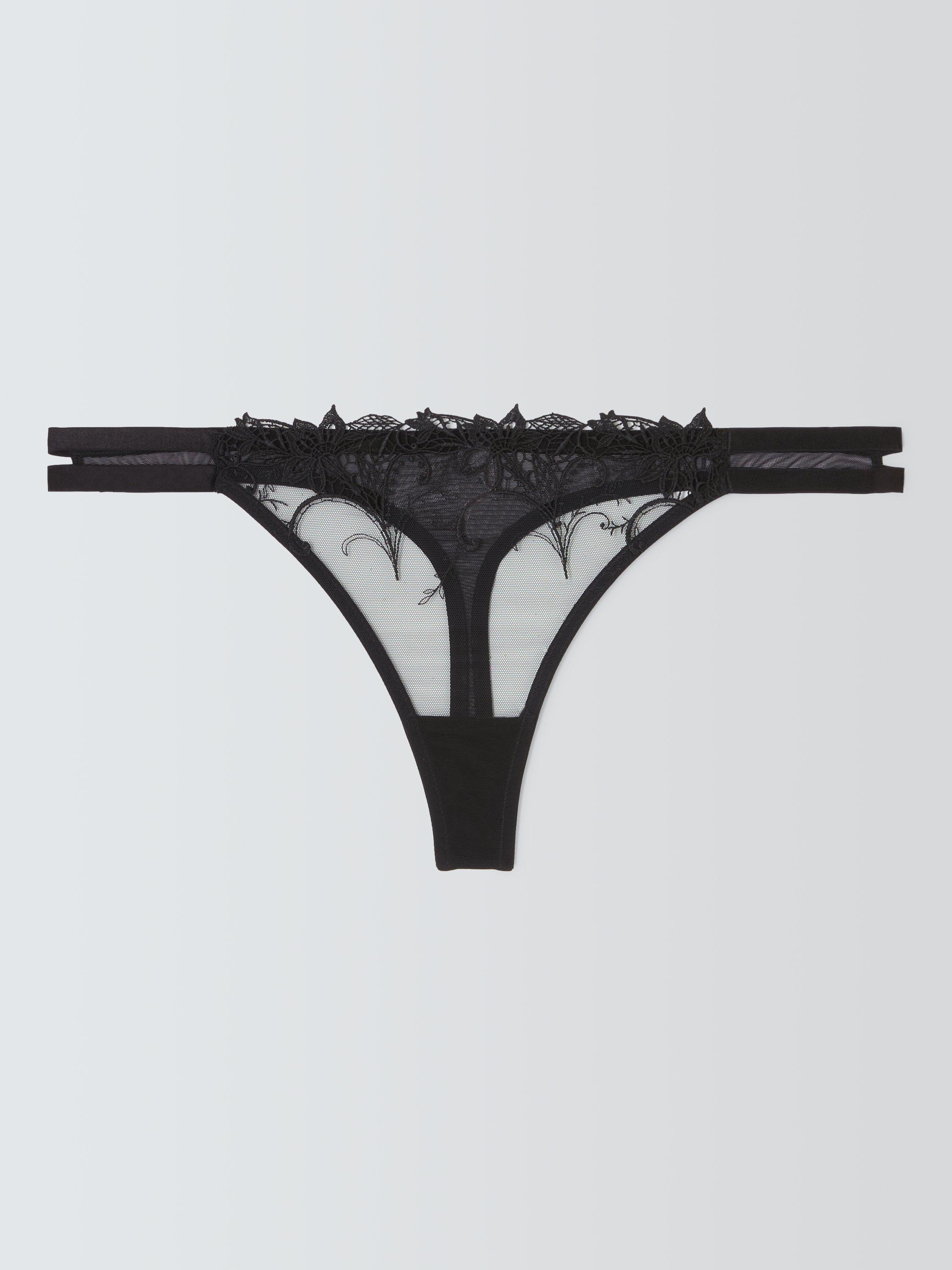 Product image 4 of 10, which shows John Lewis Alexis Guipere Lace Thong, Black, 10