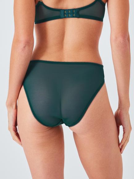 John Lewis Kiki Floral Embroidery Bikini Knickers, Spruce Green - view 2, Spruce Green