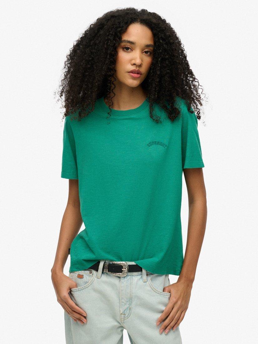 Product image 1 of 5, which shows Superdry Essential Logo Pure Organic Cotton Sweatshirt, Alpine Green, 8