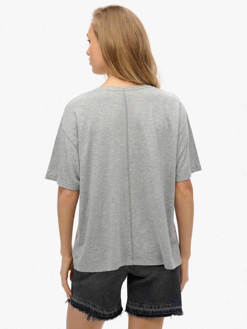 Product image 2 of 5, which shows Superdry Studios Dropped Shoulder T-Shirt, Smoke Grey Marl, 8