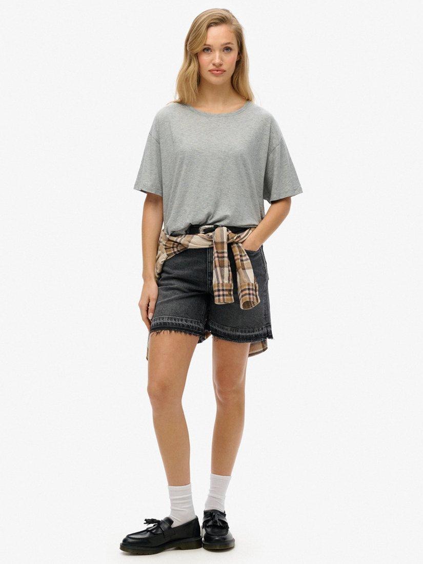 Product image 3 of 5, which shows Superdry Studios Dropped Shoulder T-Shirt, Smoke Grey Marl, 8