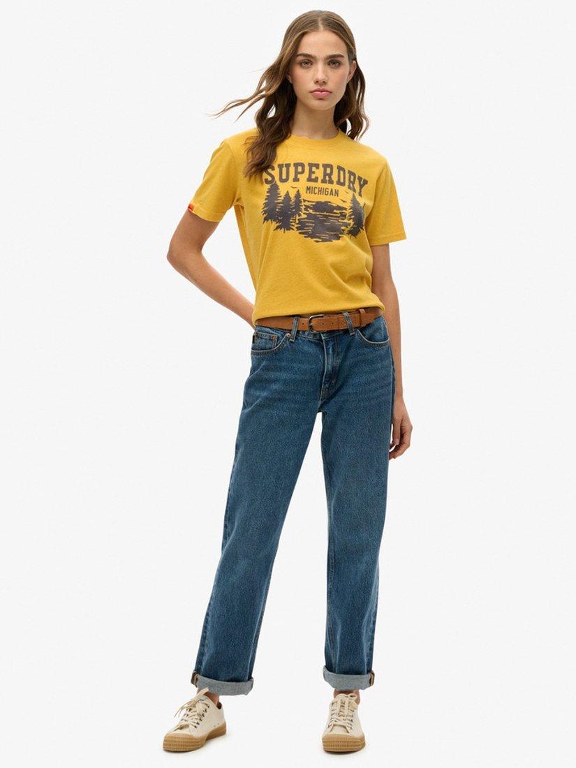 Product image 3 of 5, which shows Superdry Lo-Fi Outdoor T-Shirt, Turmeric Yellow, 8