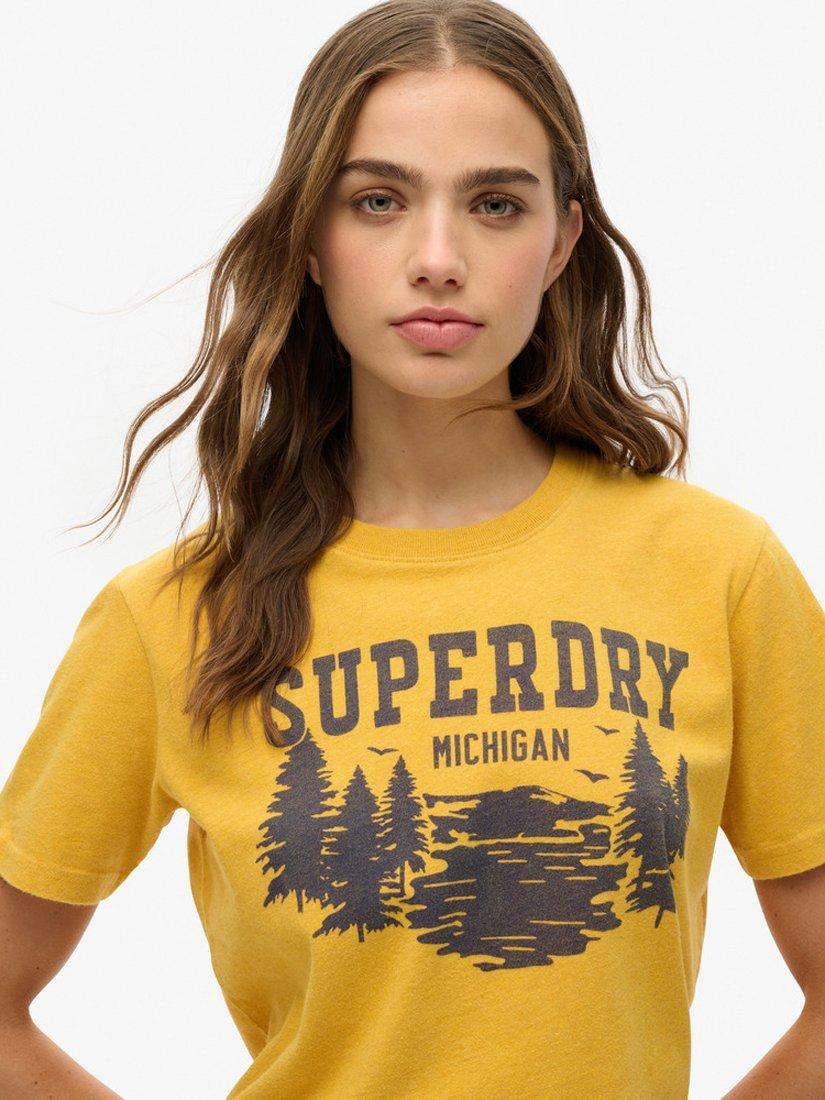 Product image 4 of 5, which shows Superdry Lo-Fi Outdoor T-Shirt, Turmeric Yellow, 8