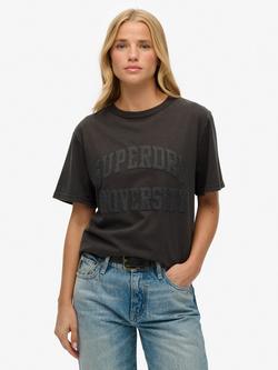 Superdry Athletic Tonal Oversized T-Shirt, Charcoal