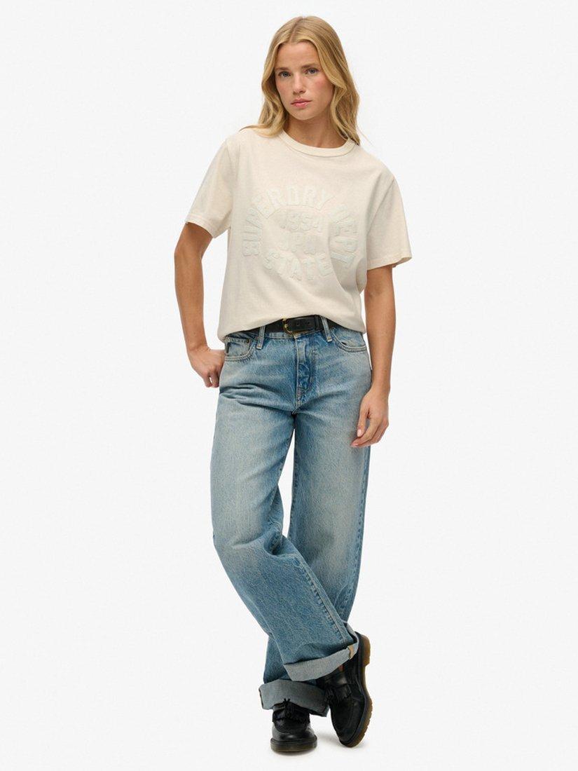 Product image 1 of 3, which shows Superdry Athletic Tonal Oversized T-Shirt, Desert Bone, 8