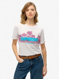 Superdry Outdoor Stripe Pure Organic Cotton T-Shirt, Optic White, Optic White