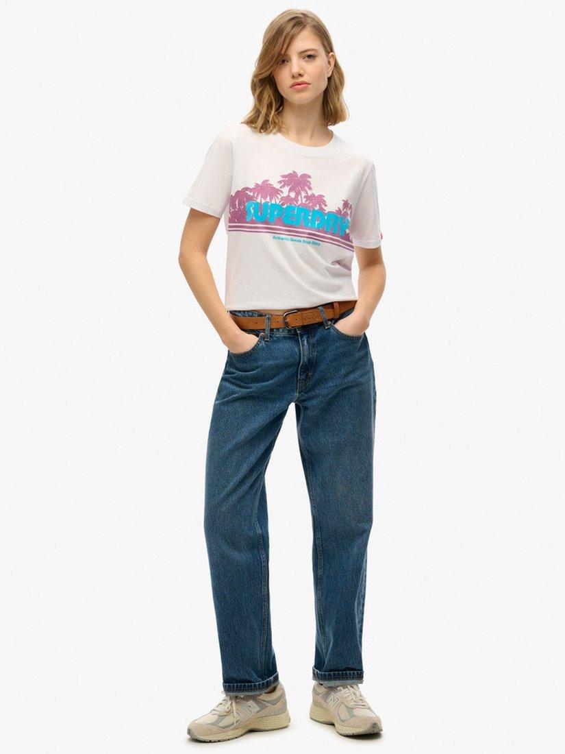 Product image 3 of 5, which shows Superdry Outdoor Stripe Pure Organic Cotton T-Shirt, Optic White, 8
