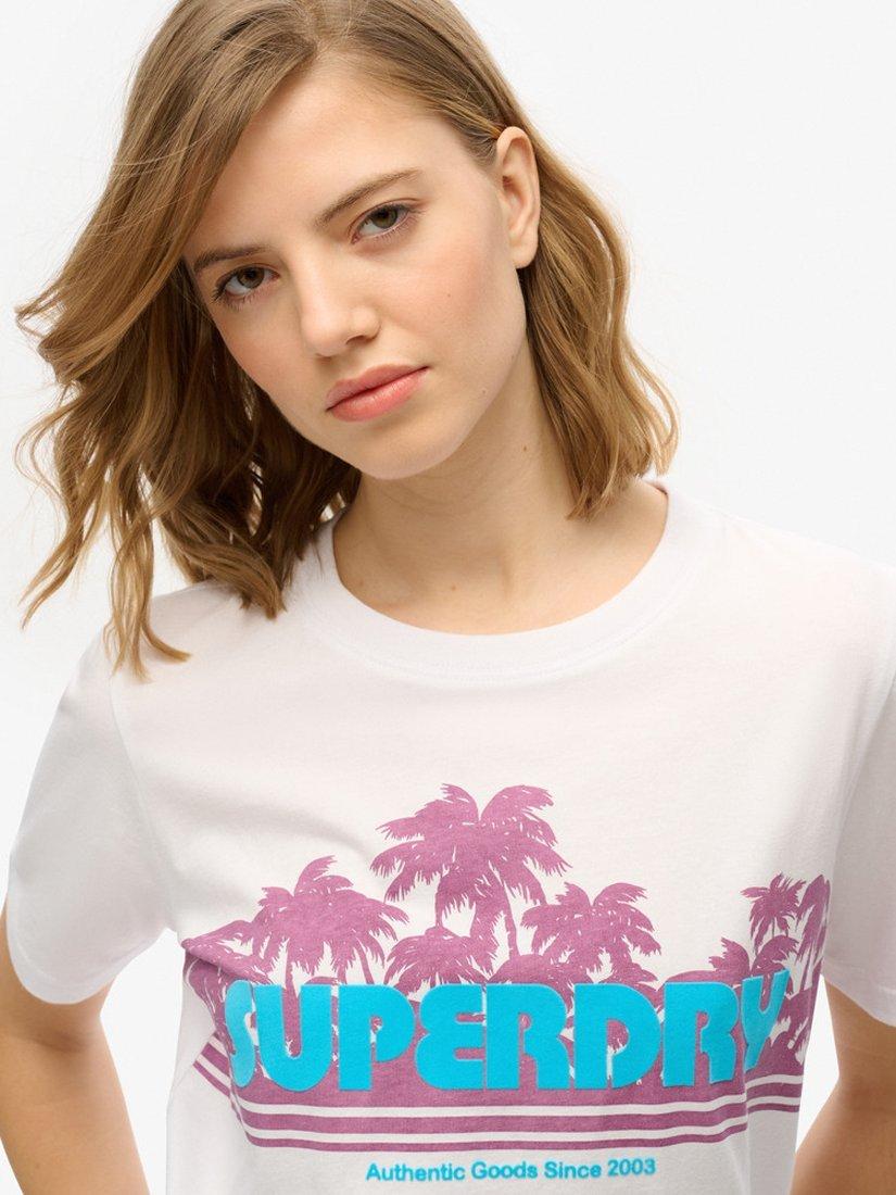 Product image 4 of 5, which shows Superdry Outdoor Stripe Pure Organic Cotton T-Shirt, Optic White, 8