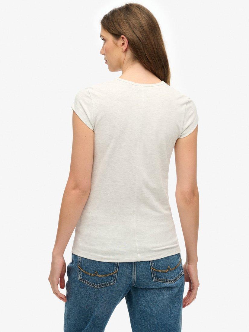 Product image 2 of 5, which shows Superdry Athletic Essential Pure Organic Cotton Slub T-Shirt, Iced Grey Marl, 8