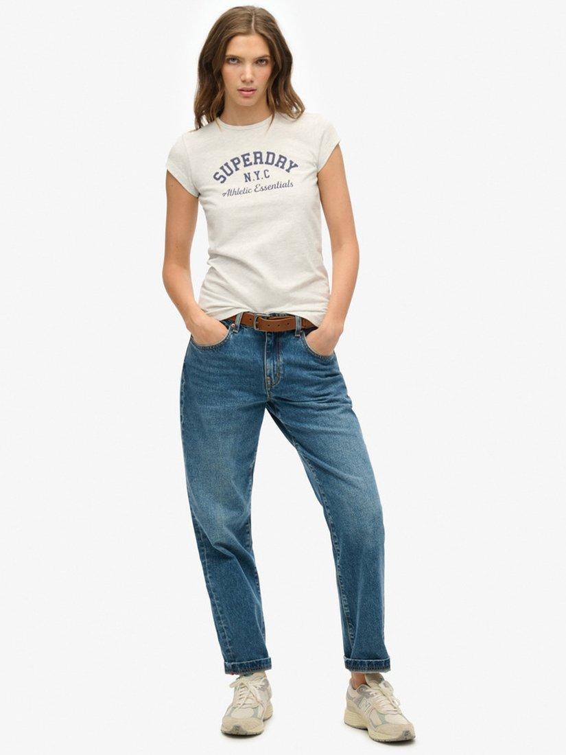 Product image 3 of 5, which shows Superdry Athletic Essential Pure Organic Cotton Slub T-Shirt, Iced Grey Marl, 8