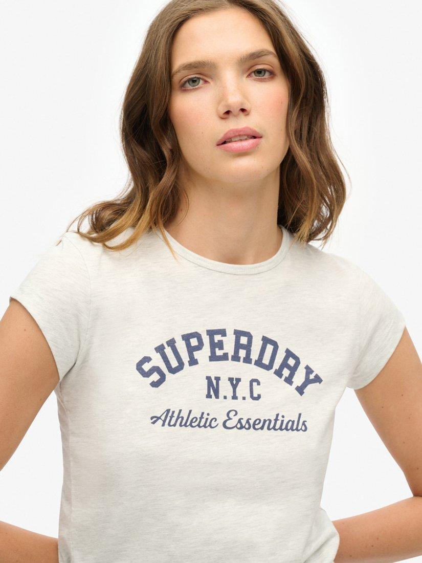 Product image 4 of 5, which shows Superdry Athletic Essential Pure Organic Cotton Slub T-Shirt, Iced Grey Marl, 8