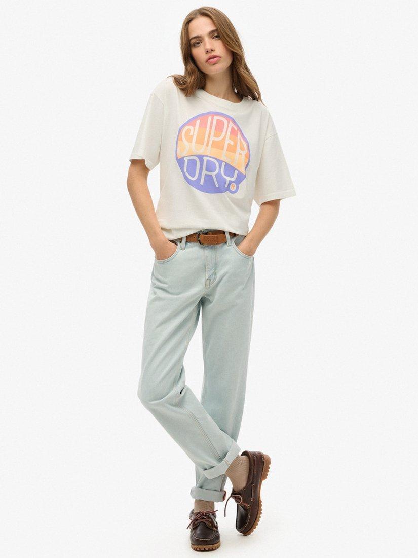 Product image 5 of 5, which shows Superdry Neon Rainbow Oversized T-Shirt, Off White, 8