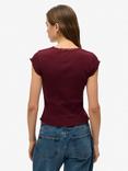 Superdry Essential Square Neck Short Sleeve T-Shirt, Port Red