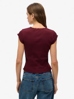 Superdry Essential Square Neck Short Sleeve T-Shirt - view 2, Port Red