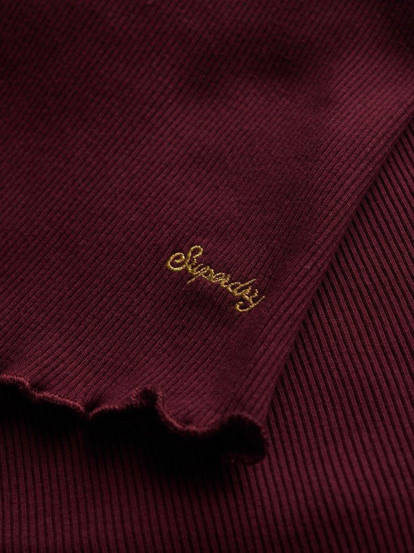 Product image 5 of 5, which shows Superdry Essential Square Neck Short Sleeve T-Shirt, Port Red, 8