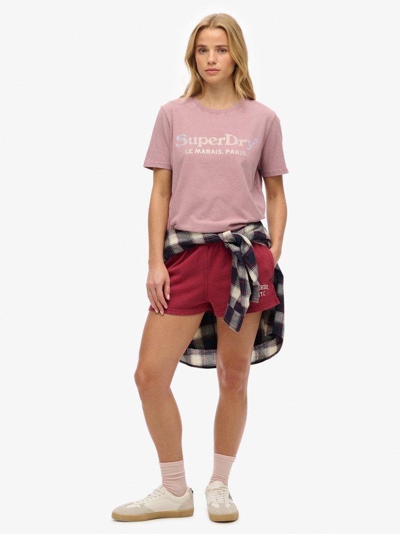 Product image 3 of 5, which shows Superdry Venue Metallic Relaxed T-Shirt, New Grape Shake Purple, 8