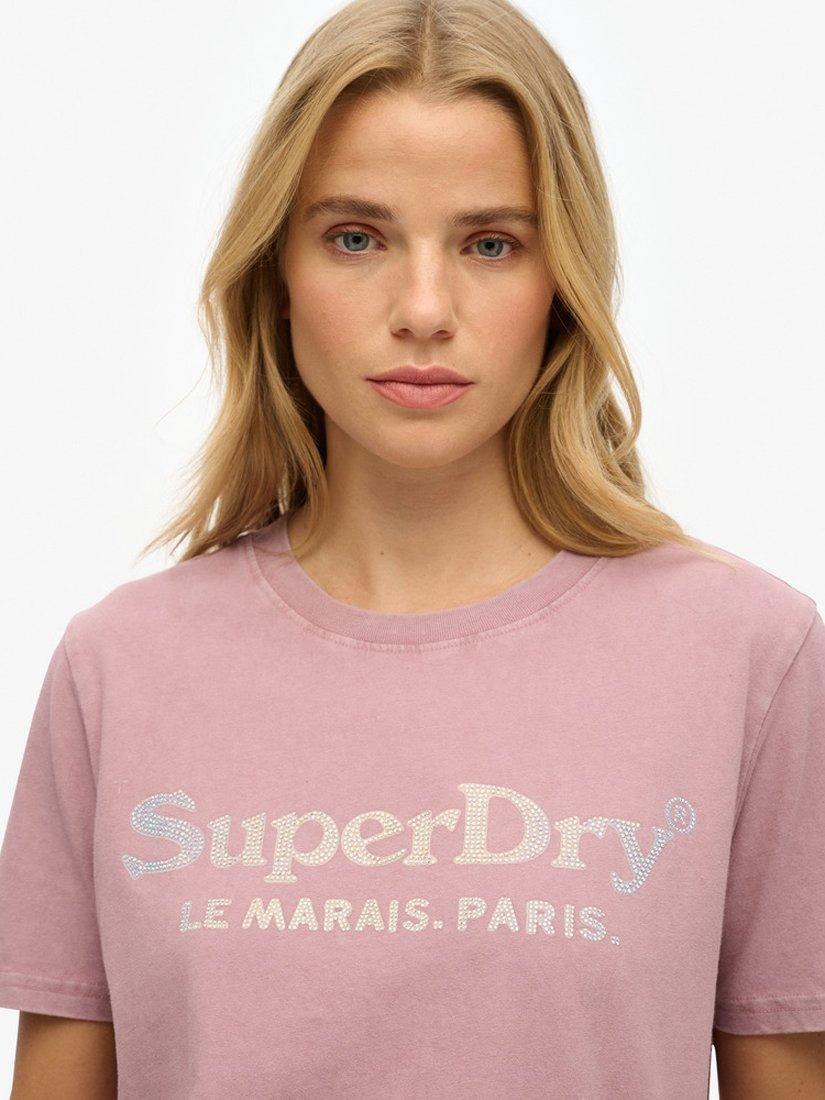 Product image 4 of 5, which shows Superdry Venue Metallic Relaxed T-Shirt, New Grape Shake Purple, 8