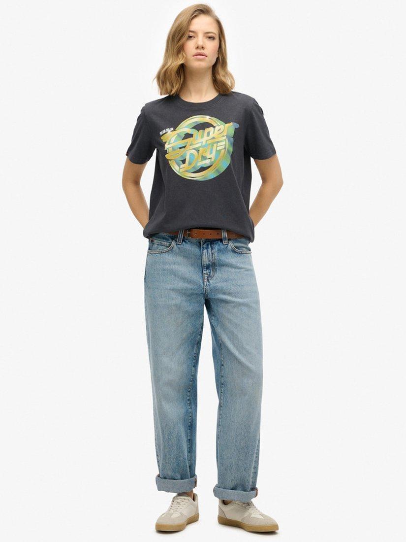 Product image 3 of 5, which shows Superdry Rock Band Relaxed T-Shirt, Dark Charcoal, 8