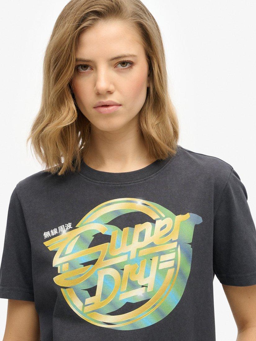 Product image 4 of 5, which shows Superdry Rock Band Relaxed T-Shirt, Dark Charcoal, 8