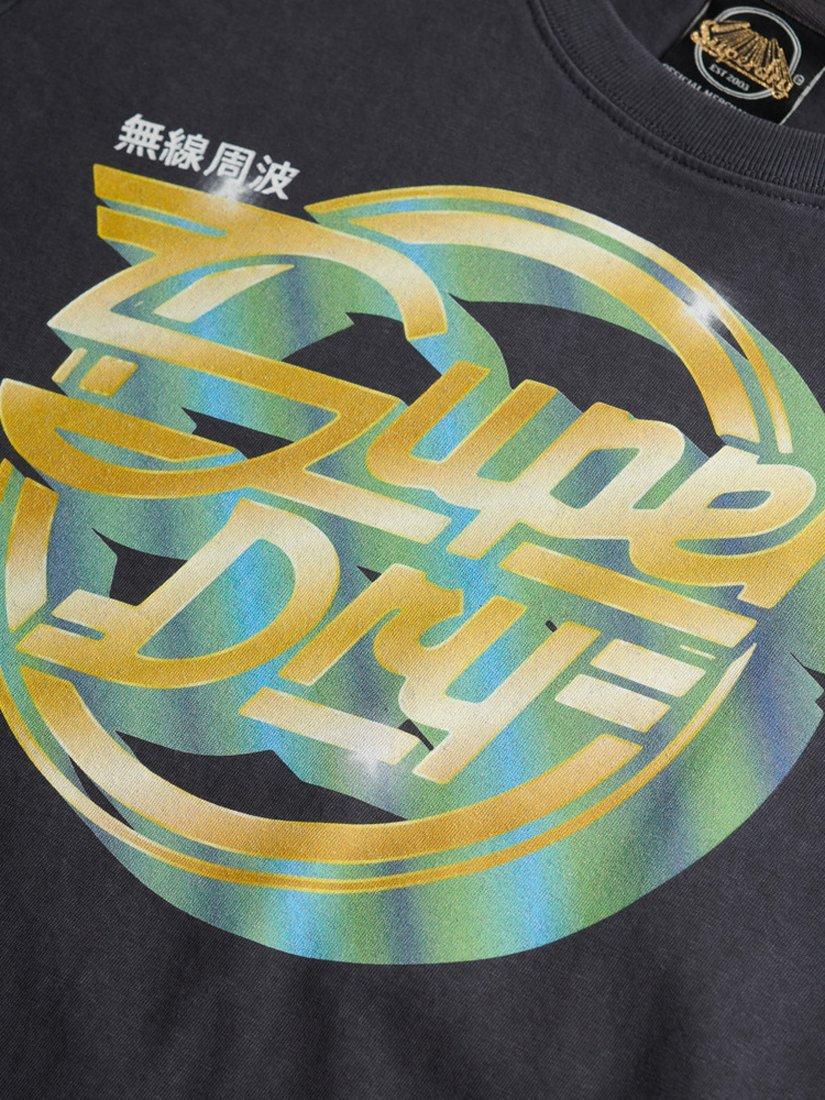Product image 5 of 5, which shows Superdry Rock Band Relaxed T-Shirt, Dark Charcoal, 8