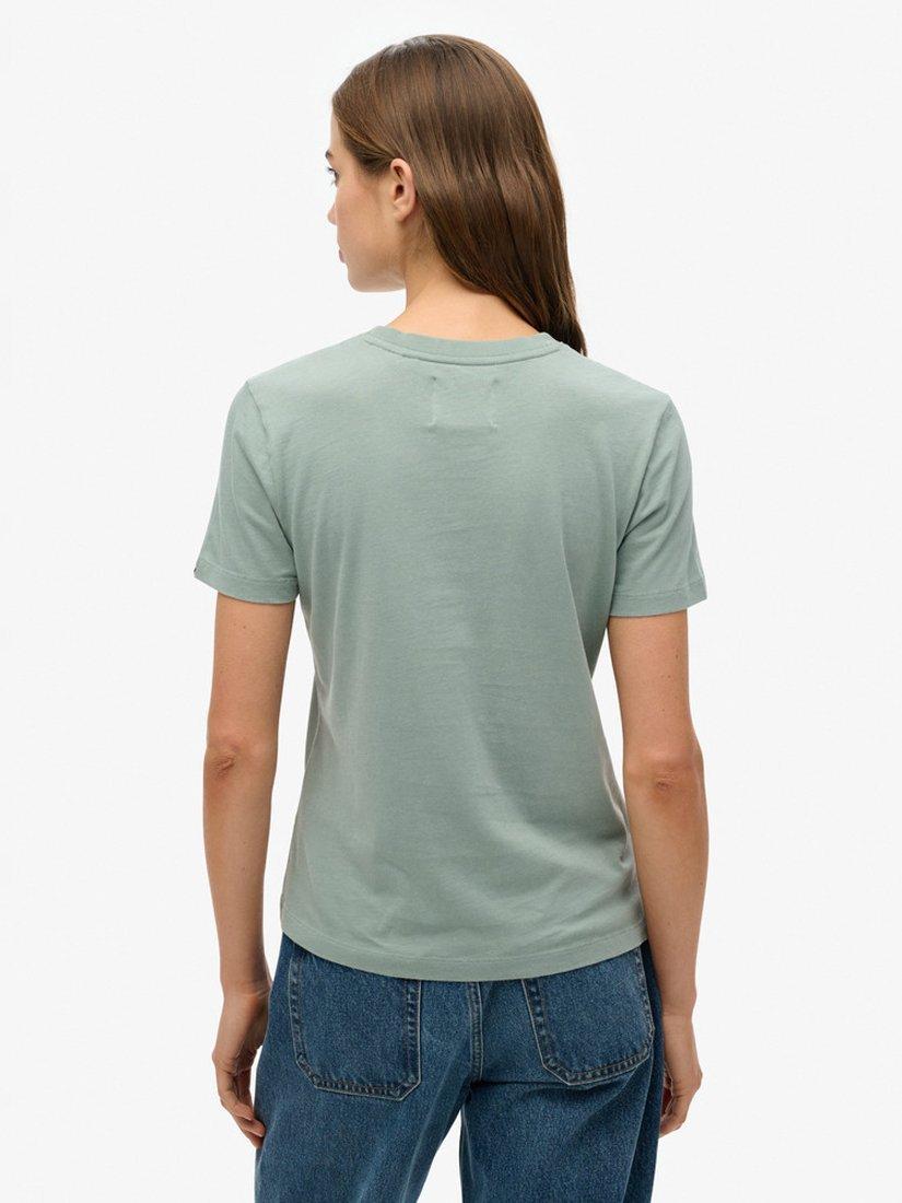 Product image 2 of 5, which shows Superdry Vintage Logo Rhinestone Slim Fit T-Shirt, Silver Blue, 8