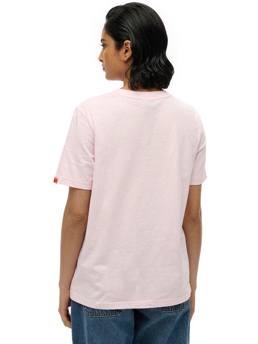 Product image 2 of 5, which shows Superdry Vintage Logo Tokyo Relaxed T-Shirt, Rose Pink Slub, 8