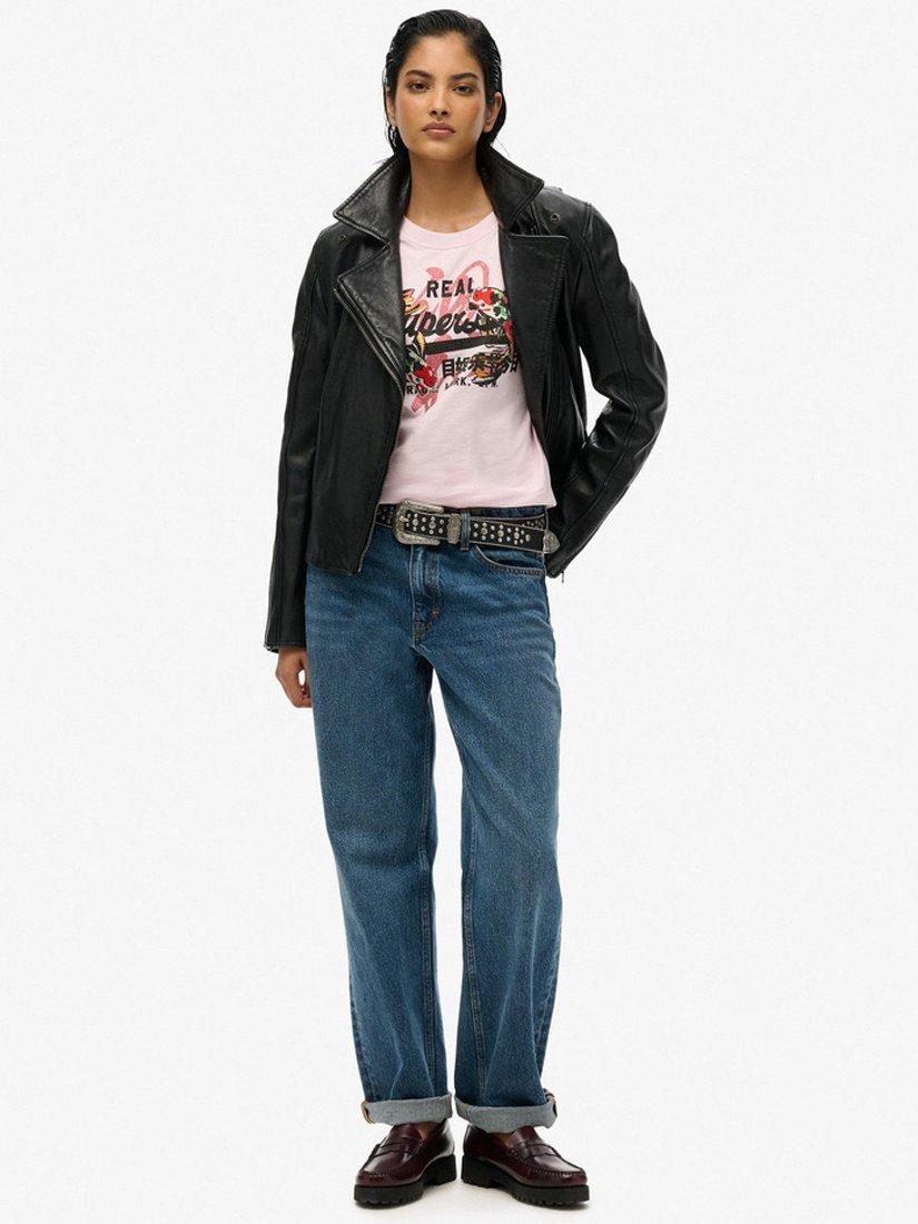 Product image 3 of 5, which shows Superdry Vintage Logo Tokyo Relaxed T-Shirt, Rose Pink Slub, 8