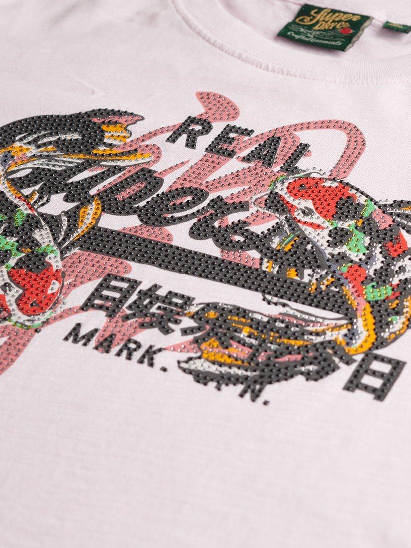 Product image 5 of 5, which shows Superdry Vintage Logo Tokyo Relaxed T-Shirt, Rose Pink Slub, 8