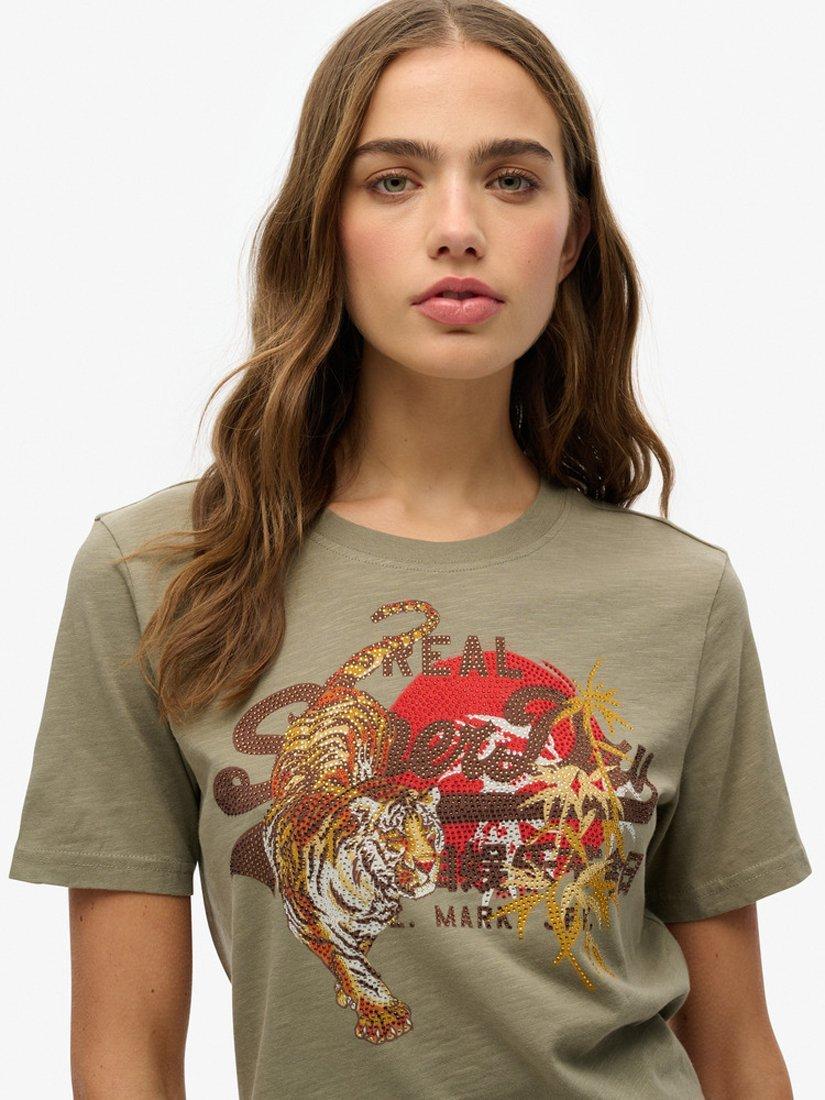 Product image 4 of 5, which shows Superdry Vintage Logo Tokyo Relaxed T-Shirt, Green Slub, 8