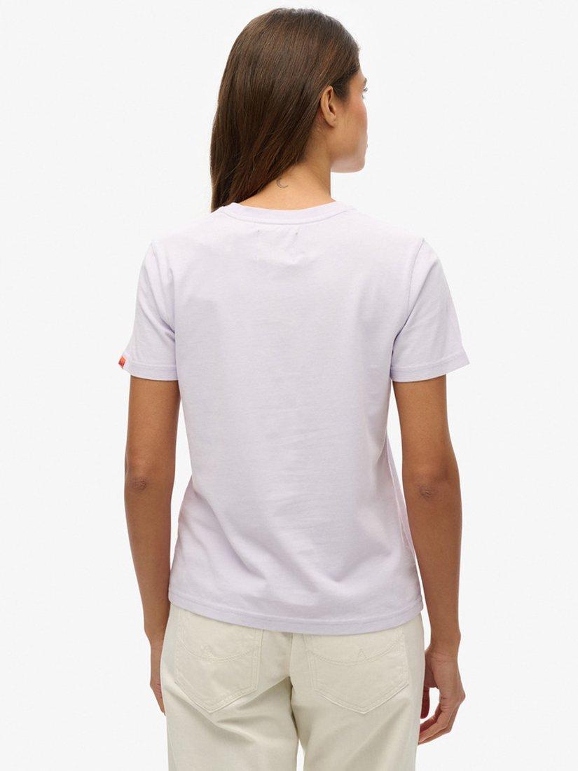 Product image 2 of 5, which shows Superdry Vintage Logo Neon T-Shirt, Soft Purple, 8