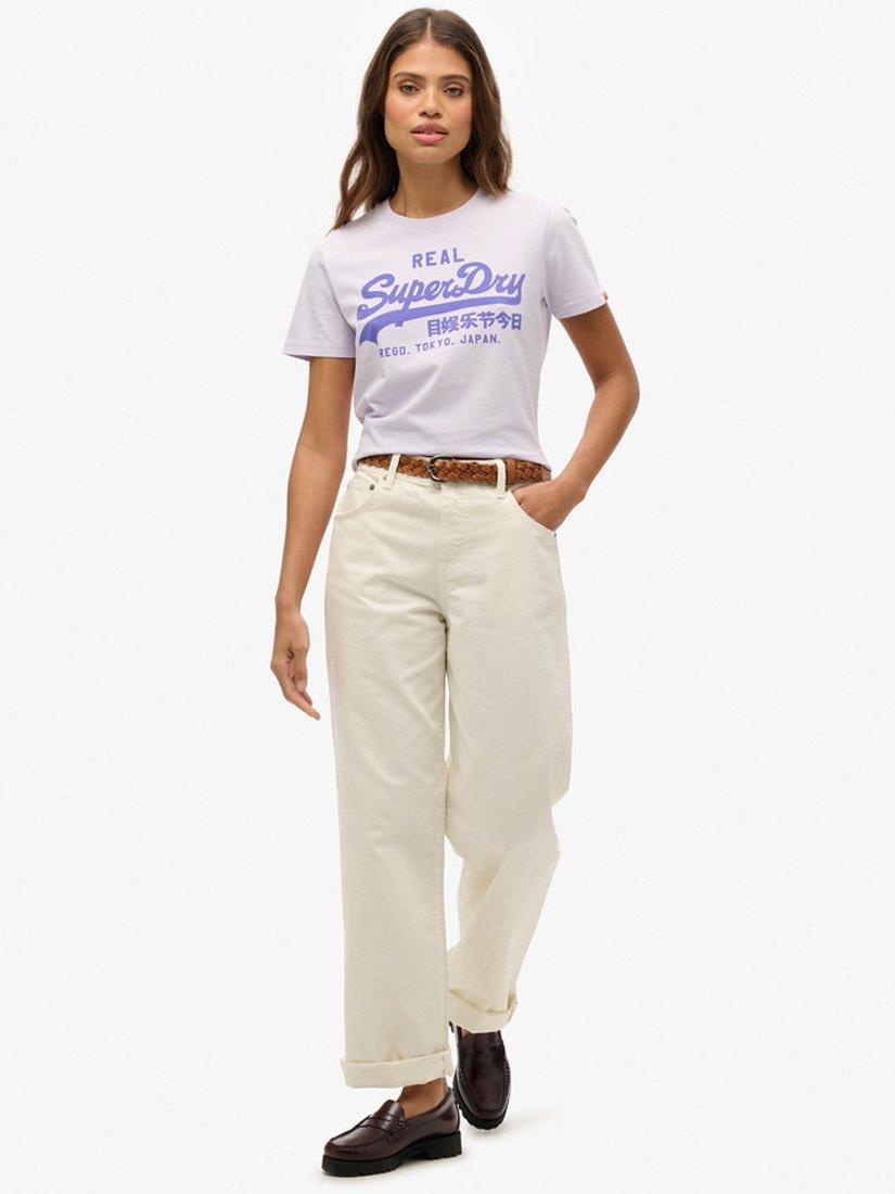 Product image 3 of 5, which shows Superdry Vintage Logo Neon T-Shirt, Soft Purple, 8