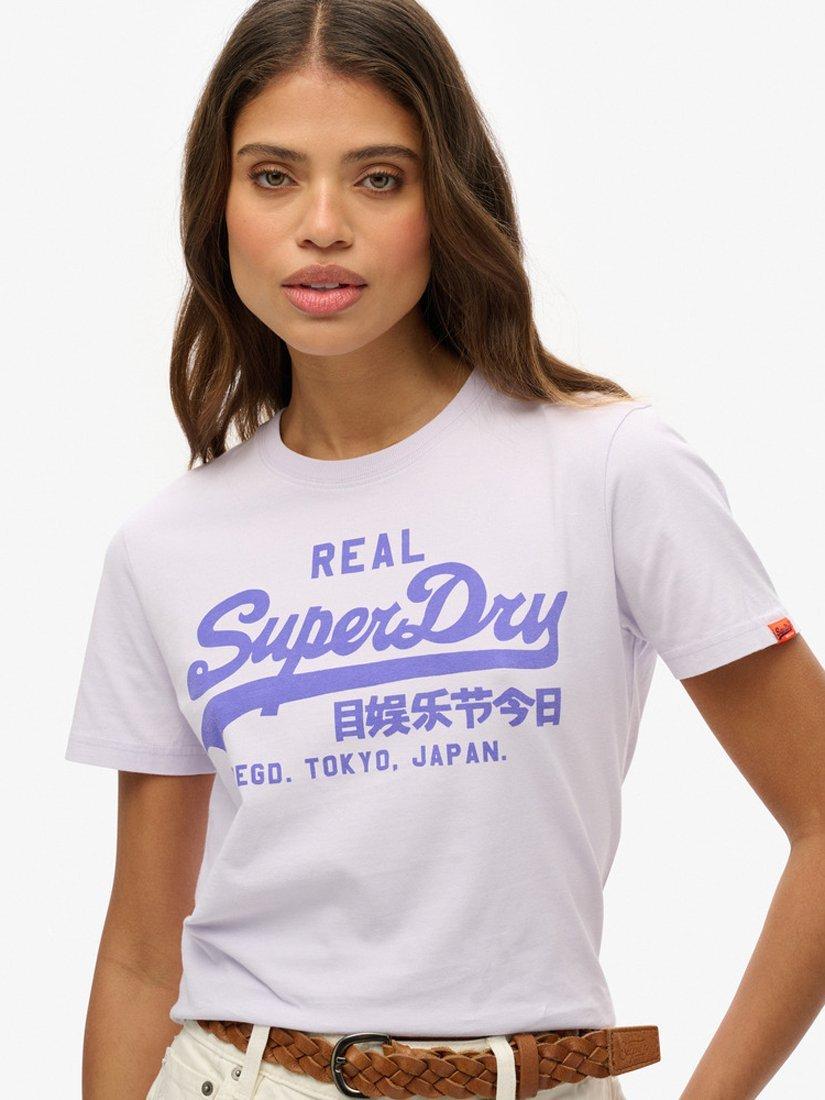 Product image 4 of 5, which shows Superdry Vintage Logo Neon T-Shirt, Soft Purple, 8