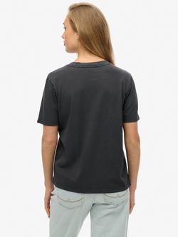 Superdry Vintage Logo Metallic T-Shirt - view 2, Mid Back In Black