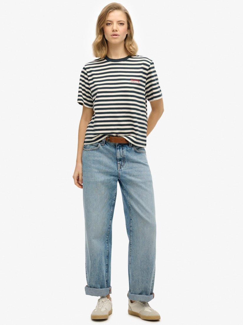 Product image 3 of 5, which shows Superdry Country Club Stripe T-Shirt, Navy, 8