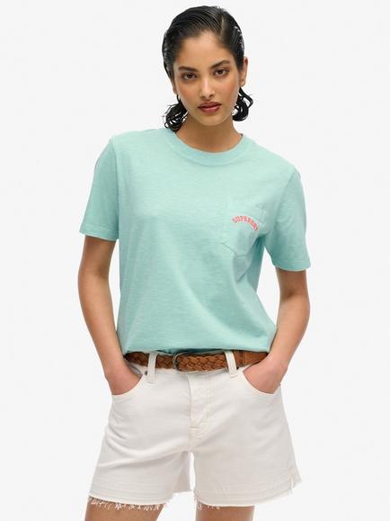 Superdry Essential Logo Garment Dyed Pocket Pure Organic Cotton T-Shirt, Spearmint