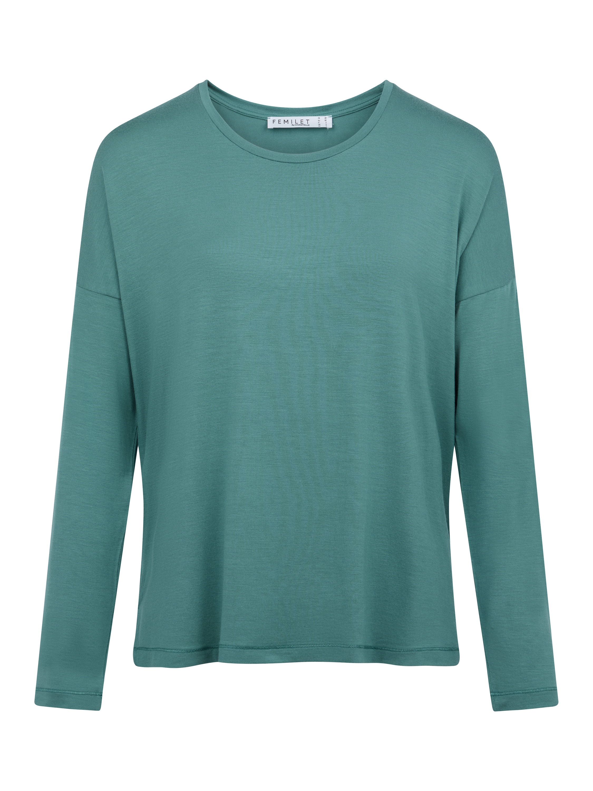 Product image 5 of 5, which shows Femilet Yara Soft Feel Long Sleeve Pyjama Top, Peacock Green, XS