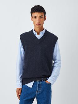 John Lewis Cashmere V-Neck Tank Top, Charcoal