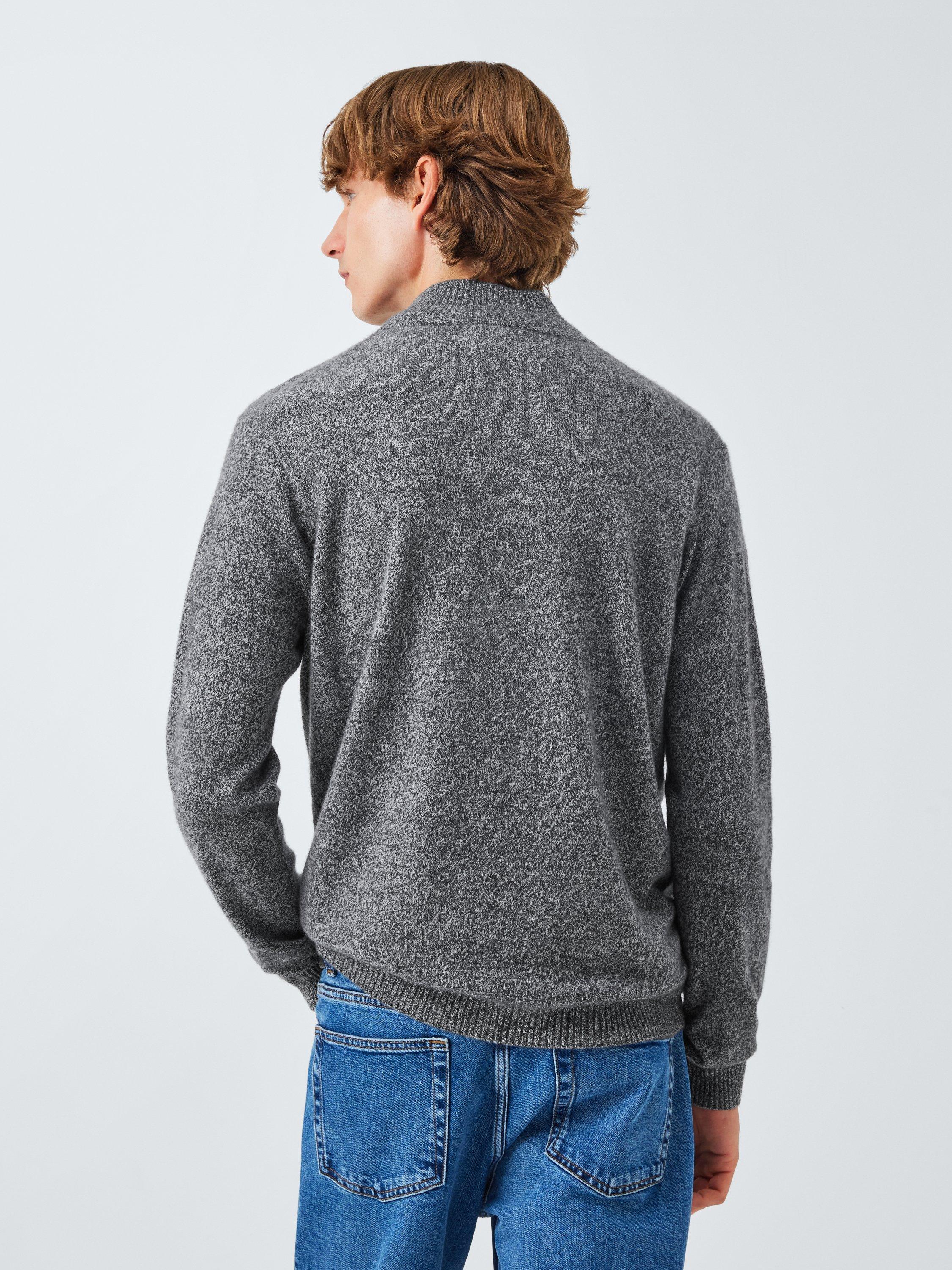 Product image 2 of 7, which shows John Lewis Cashmere Half Zip High Neck Jumper, Salt & Pepper, M