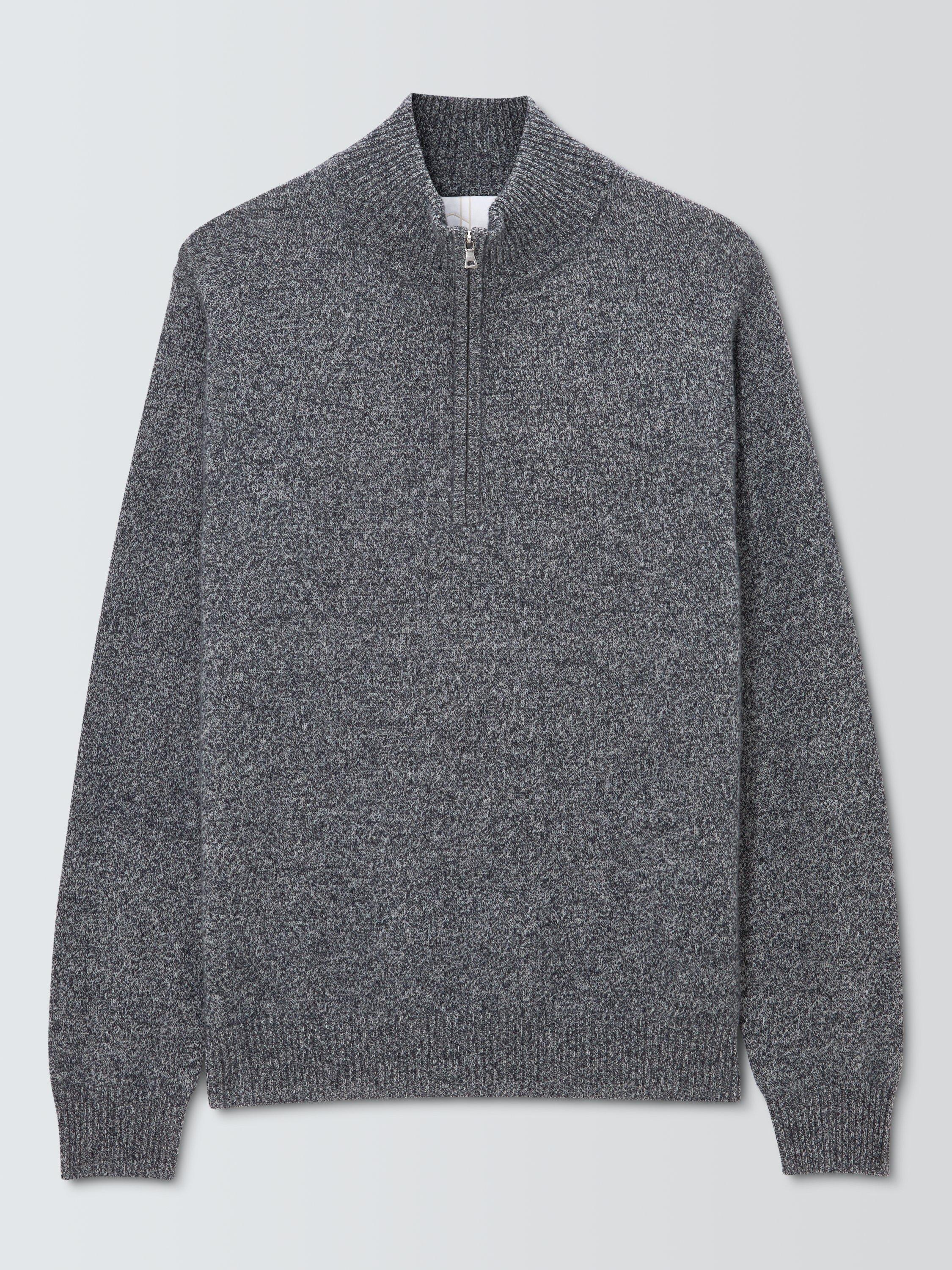 Product image 5 of 7, which shows John Lewis Cashmere Half Zip High Neck Jumper, Salt & Pepper, M