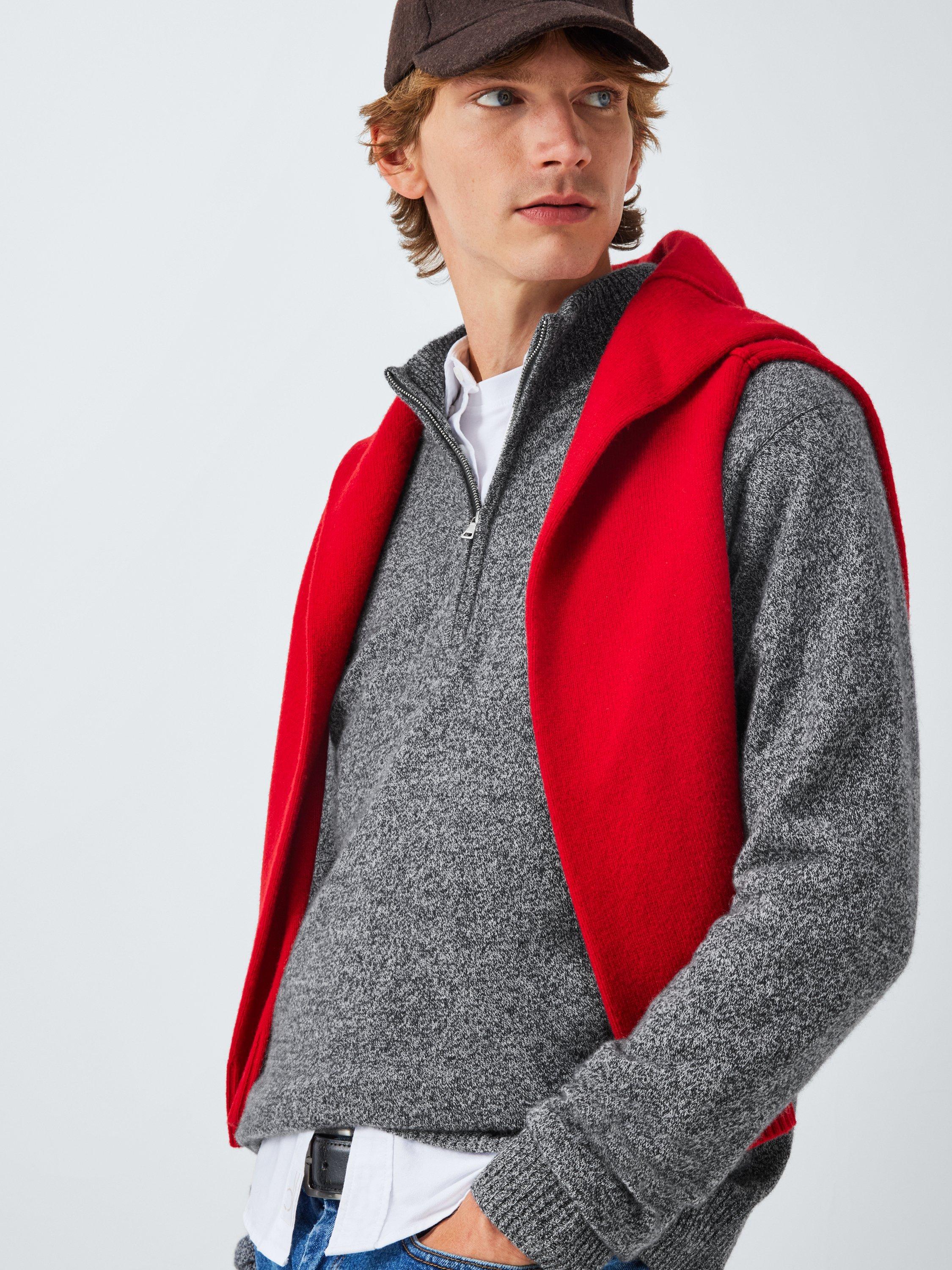 Product image 6 of 7, which shows John Lewis Cashmere Half Zip High Neck Jumper, Salt & Pepper, M