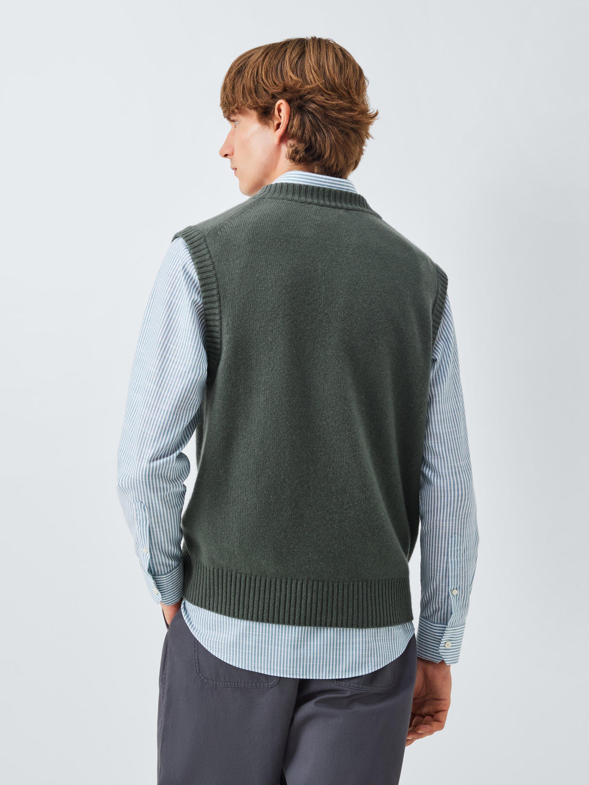 Product image 2 of 7, which shows John Lewis Cashmere V-Neck Tank Top, Light Sage, M