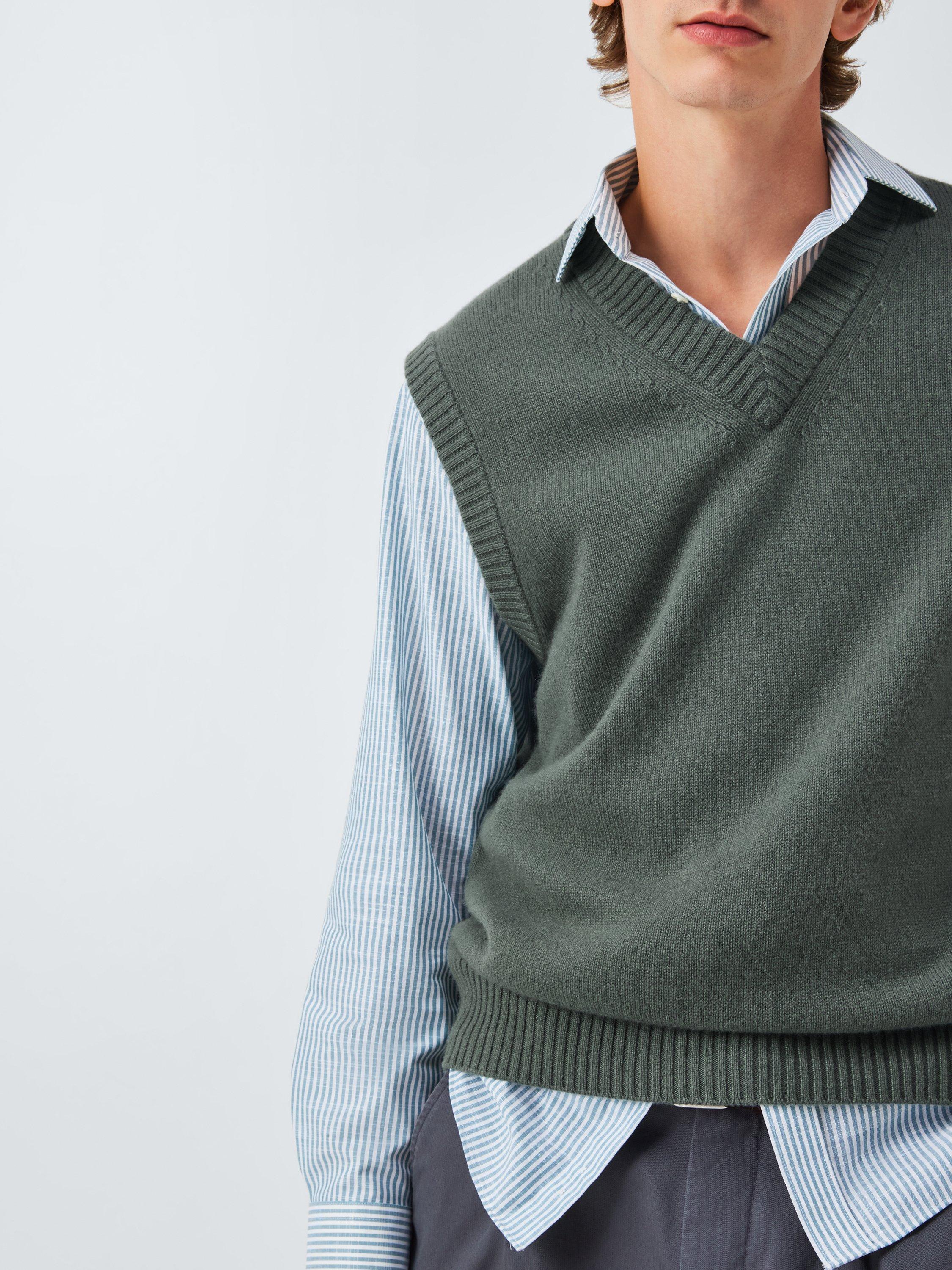 Product image 6 of 7, which shows John Lewis Cashmere V-Neck Tank Top, Light Sage, M