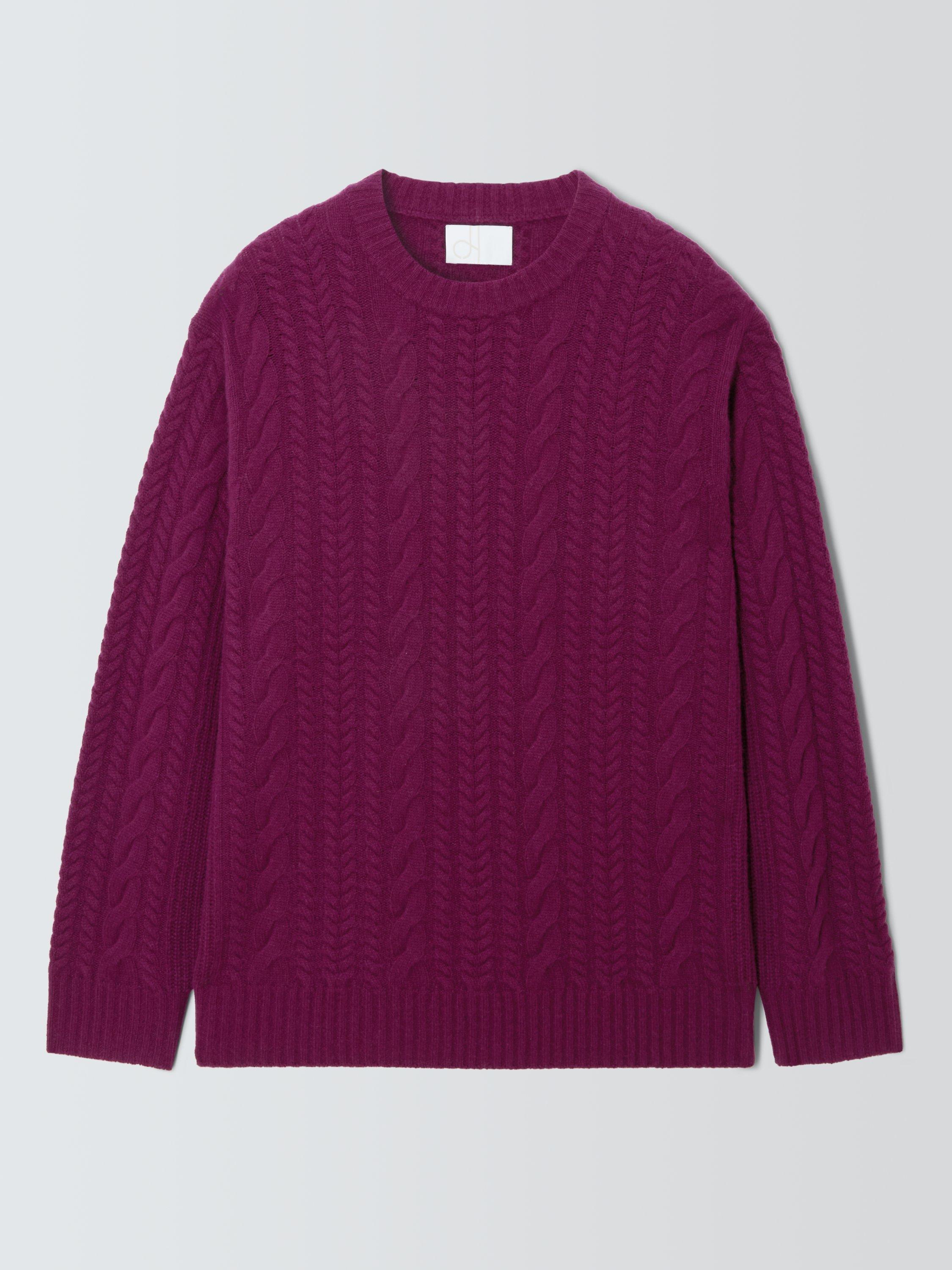 Product image 5 of 7, which shows John Lewis Cashmere Cable Knit Jumper, Raspberry, M