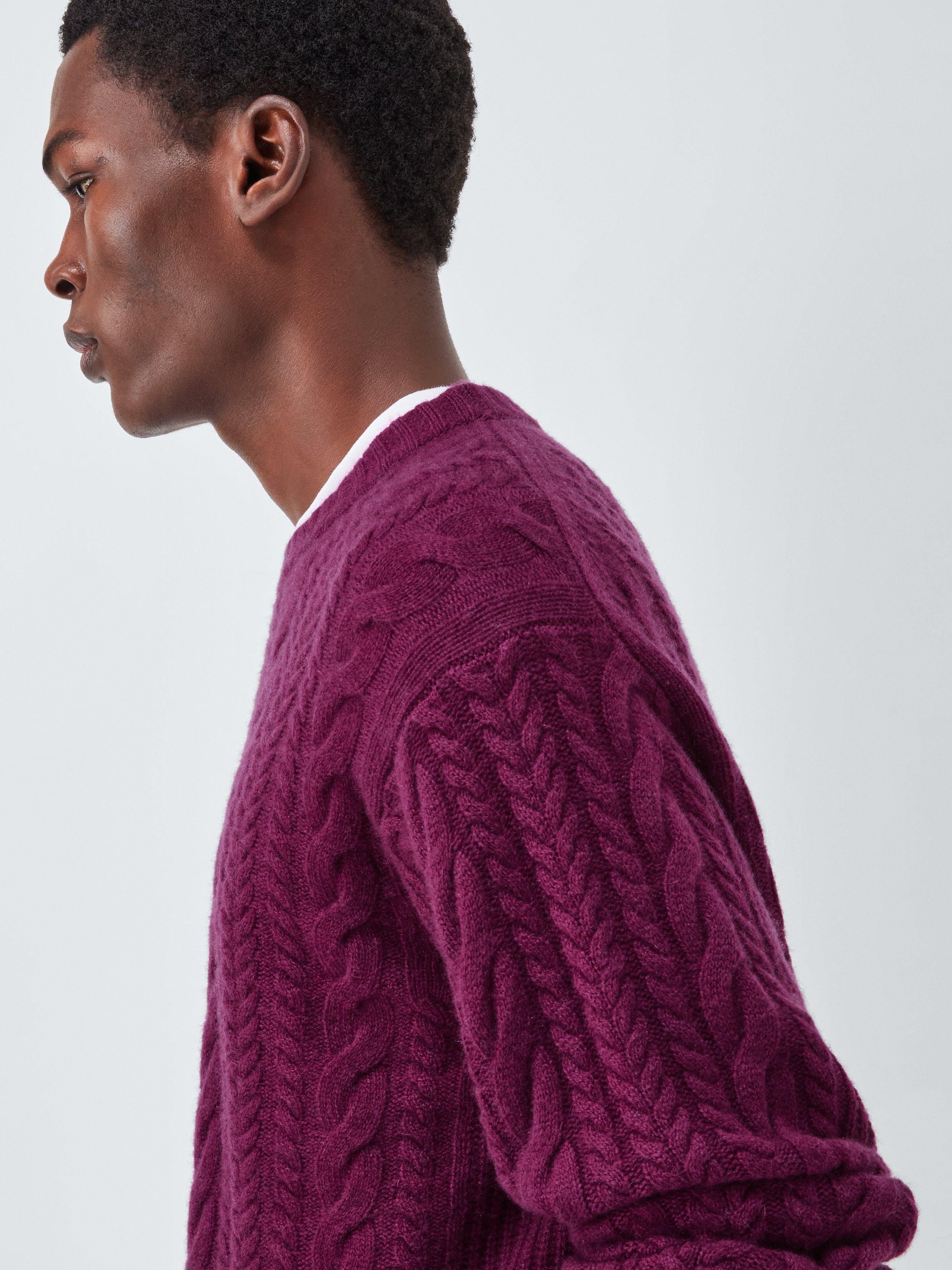 Product image 6 of 7, which shows John Lewis Cashmere Cable Knit Jumper, Raspberry, M