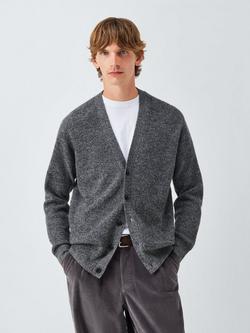 John Lewis Cashmere Rib Knit V-Neck Cardigan, Salt & Pepper
