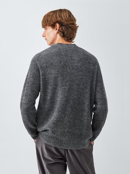 John Lewis Cashmere Rib Knit V-Neck Cardigan - view 2, Salt & Pepper