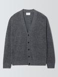 John Lewis Cashmere Rib Knit V-Neck Cardigan, Salt & Pepper