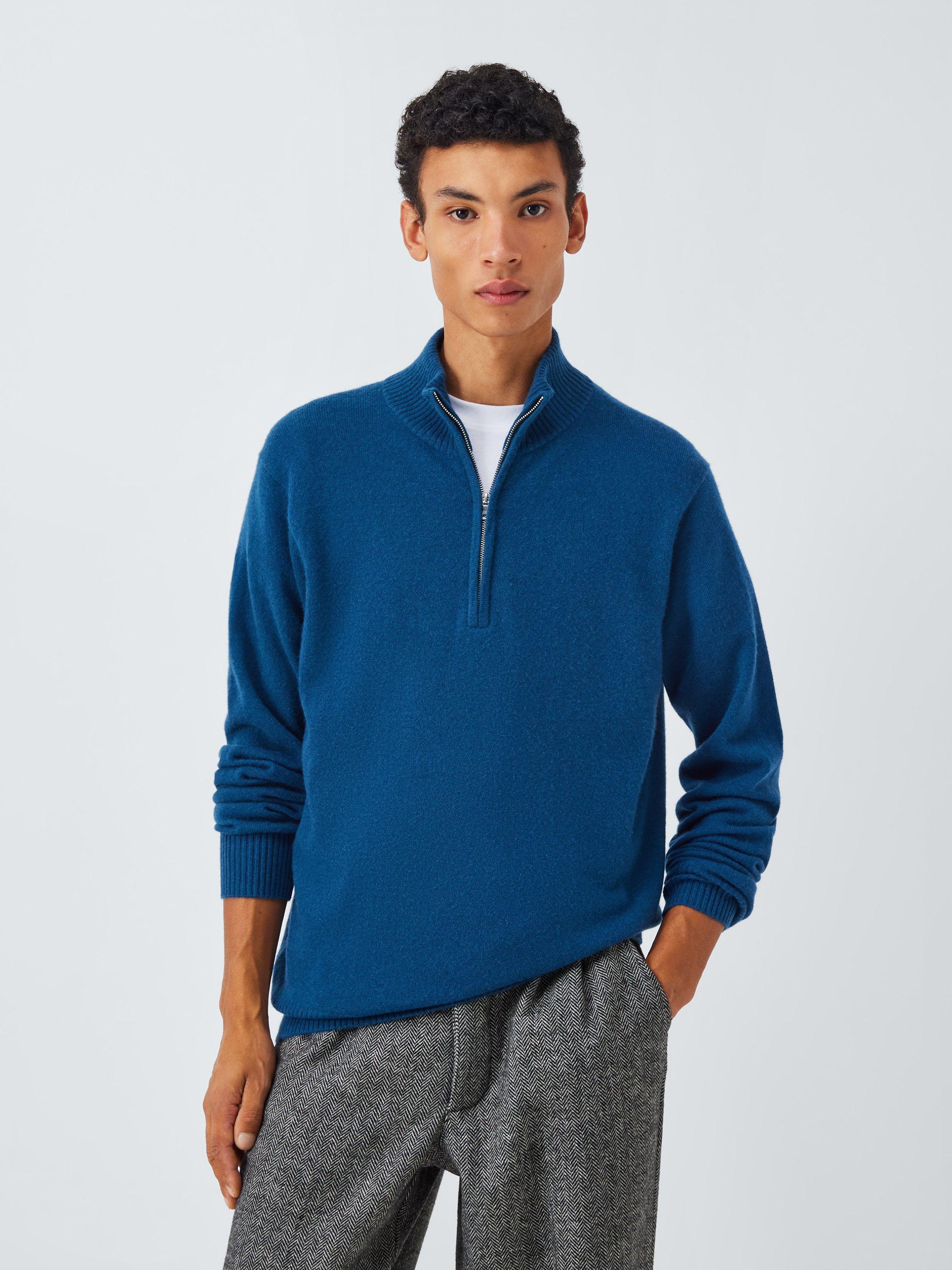 Product image 1 of 7, which shows John Lewis Cashmere Half Zip High Neck Jumper, Petrol, M